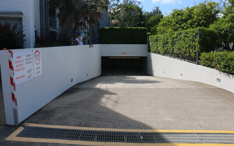 coolum at the beach resort secure undercover parking entrance